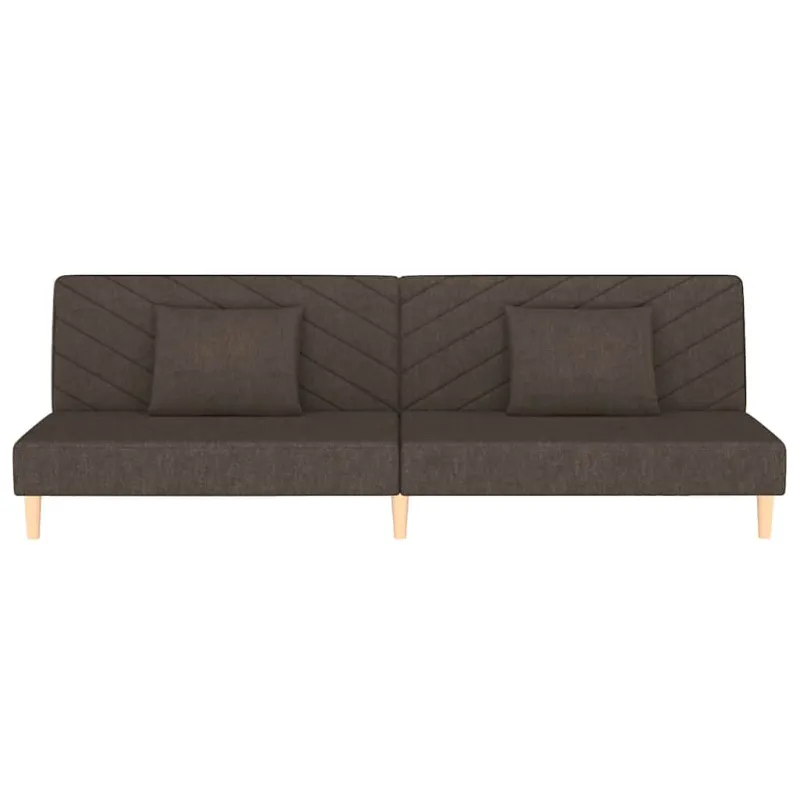 Dvivietė sofa-lova dvejomis pagalvėmis, rudos spalvos, audinys