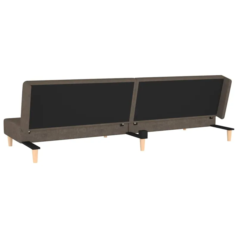 Dvivietė sofa-lova dvejomis pagalvėmis, rudos spalvos, audinys