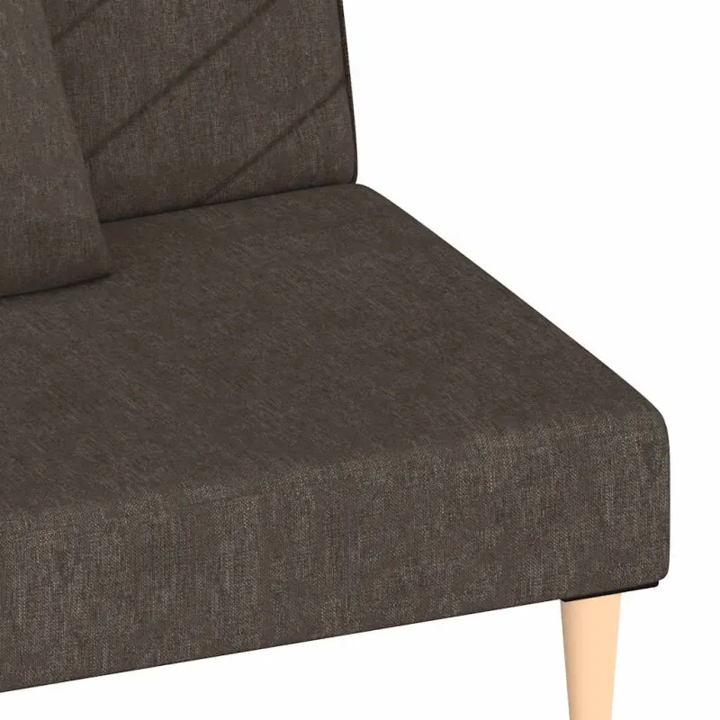 Dvivietė sofa-lova dvejomis pagalvėmis, rudos spalvos, audinys