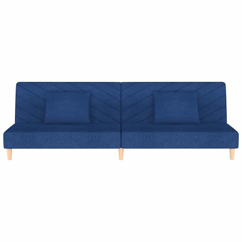 Dvivietė sofa-lova su dvejomis pagalvėmis, mėlyna, audinys