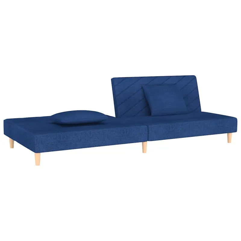 Dvivietė sofa-lova su dvejomis pagalvėmis, mėlyna, audinys