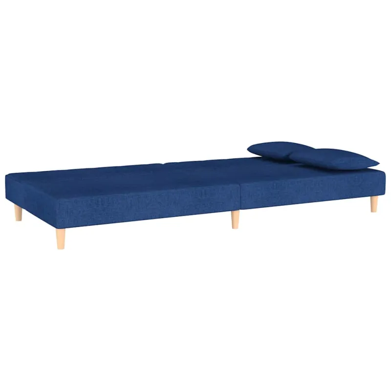 Dvivietė sofa-lova su dvejomis pagalvėmis, mėlyna, audinys