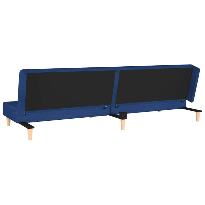Dvivietė sofa-lova su dvejomis pagalvėmis, mėlyna, audinys