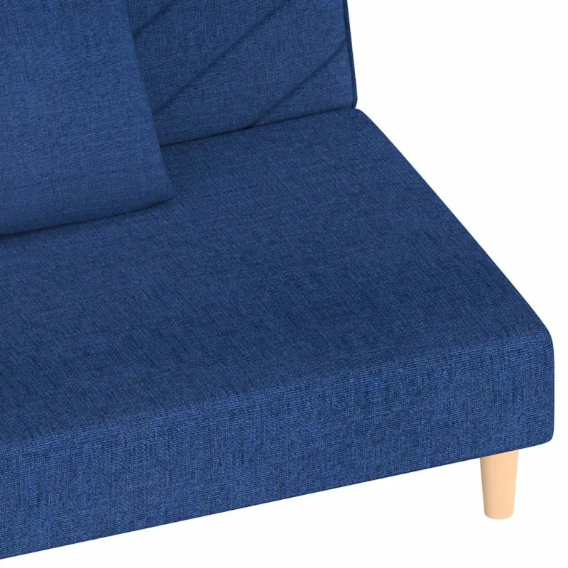 Dvivietė sofa-lova su dvejomis pagalvėmis, mėlyna, audinys