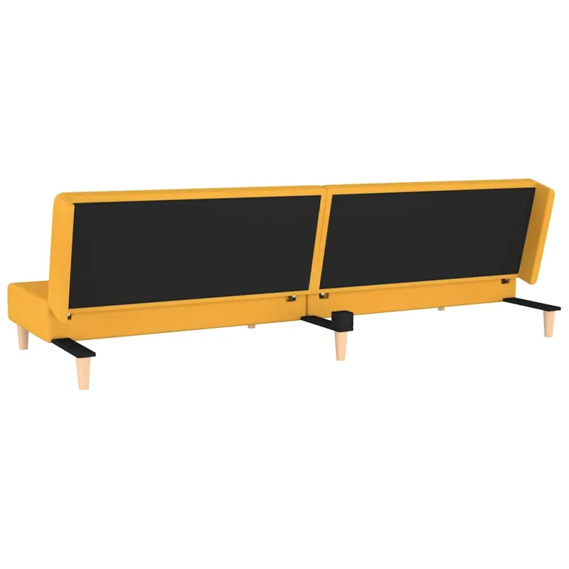 Dvivietė sofa-lova su dvejomis pagalvėmis, geltona, audinys