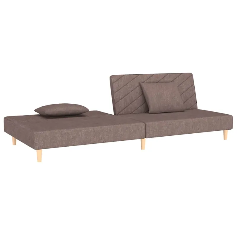Dvivietė sofa-lova su dvejomis pagalvėmis, taupe, audinys