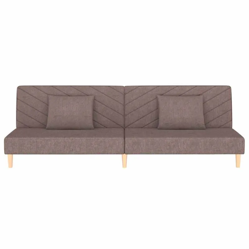 Dvivietė sofa-lova su dvejomis pagalvėmis, taupe, audinys