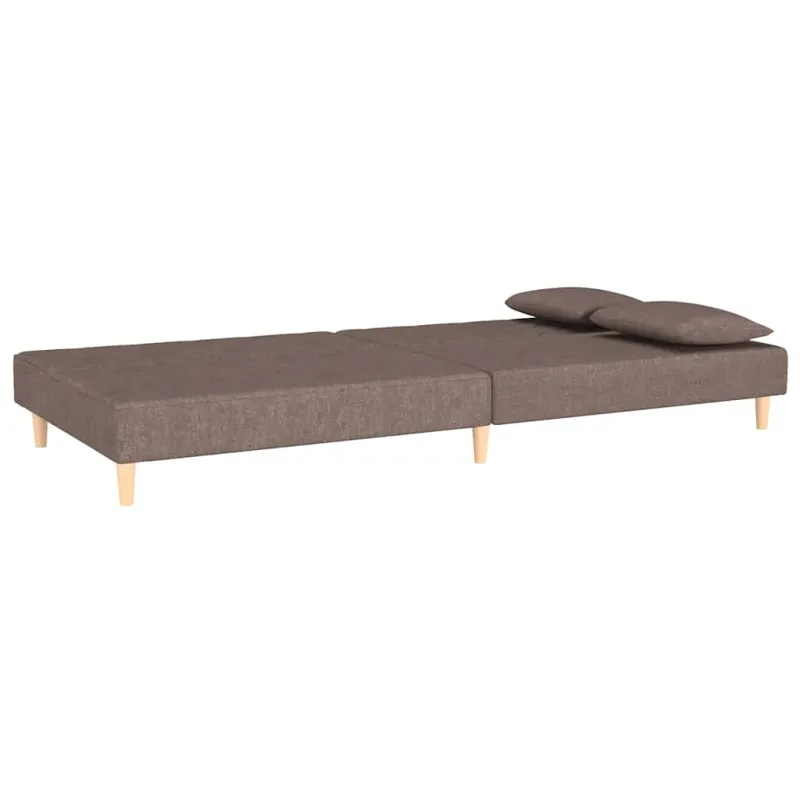 Dvivietė sofa-lova su dvejomis pagalvėmis, taupe, audinys