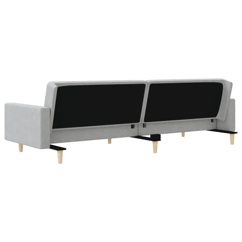 Dvivietė sofa-lova su dvejomis pagalvėmis, pilka, audinys