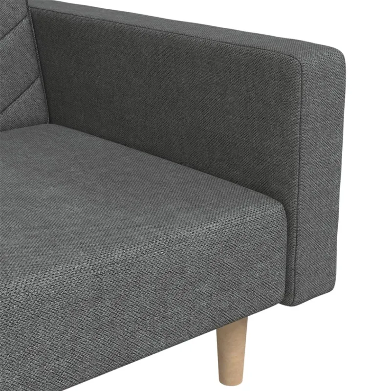 Dvivietė sofa-lova su dvejomis pagalvėmis, pilka, audinys