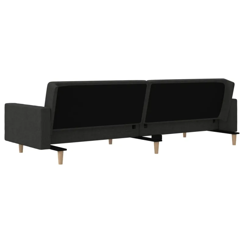 Dvivietė sofa-lova su dvejomis pagalvėmis, juoda, audinys