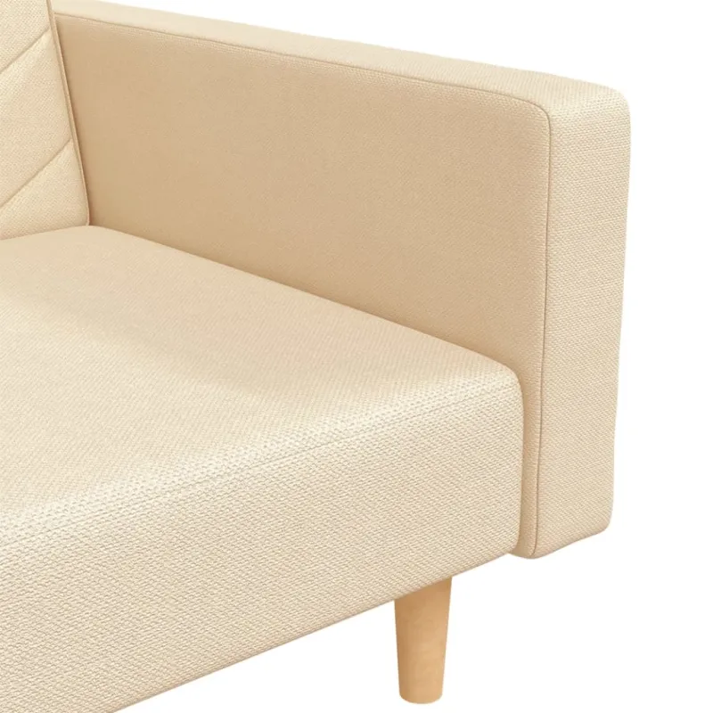 Dvivietė sofa-lova su dvejomis pagalvėmis, kreminė, audinys