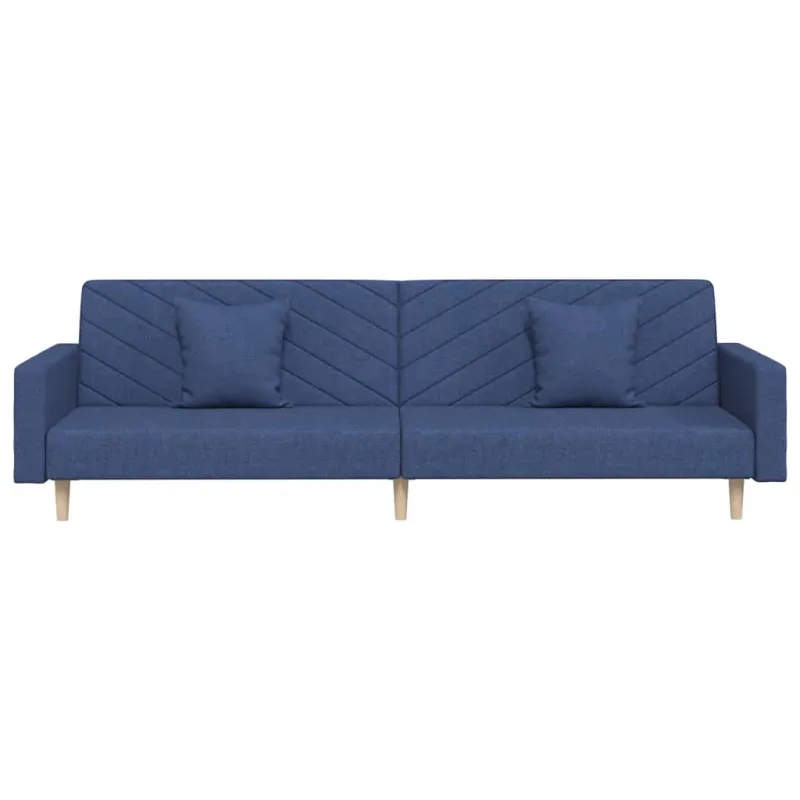 Dvivietė sofa-lova su dvejomis pagalvėmis, mėlyna, audinys