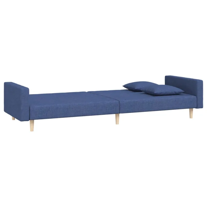 Dvivietė sofa-lova su dvejomis pagalvėmis, mėlyna, audinys