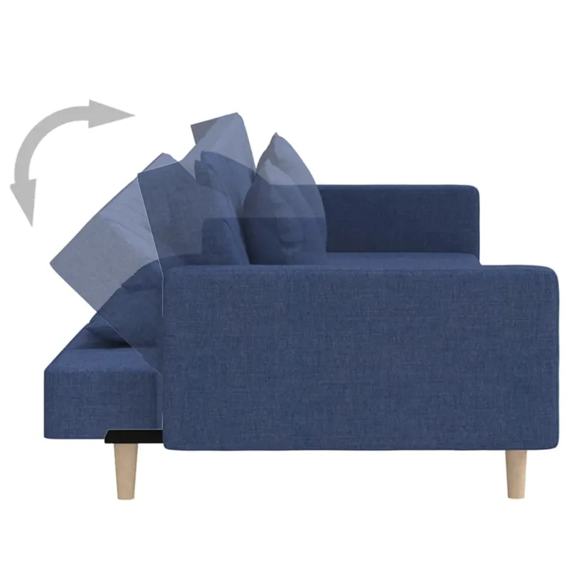 Dvivietė sofa-lova su dvejomis pagalvėmis, mėlyna, audinys