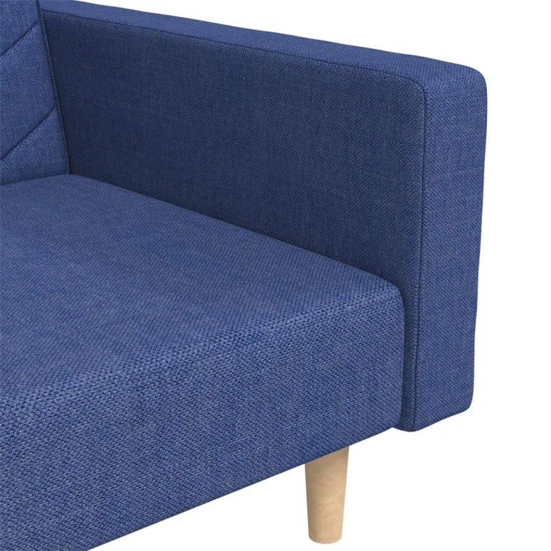 Dvivietė sofa-lova su dvejomis pagalvėmis, mėlyna, audinys