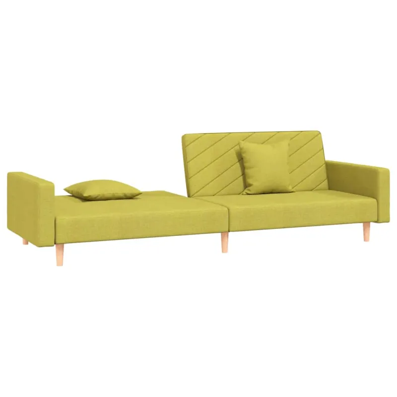 Dvivietė sofa-lova su dvejomis pagalvėmis, žalia, audinys