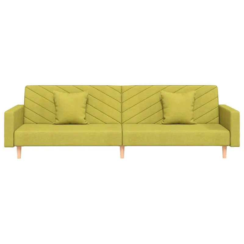 Dvivietė sofa-lova su dvejomis pagalvėmis, žalia, audinys