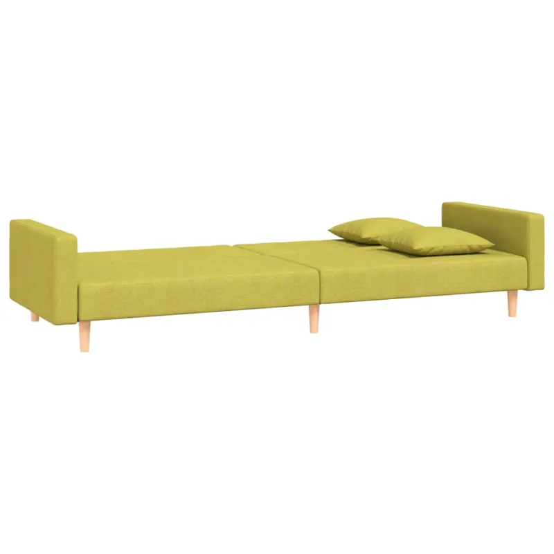 Dvivietė sofa-lova su dvejomis pagalvėmis, žalia, audinys