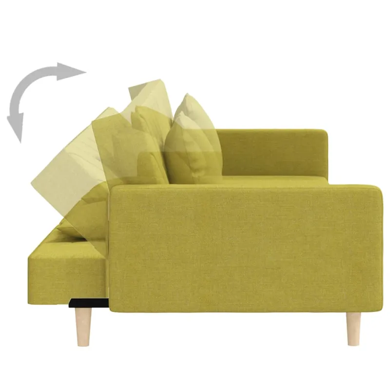 Dvivietė sofa-lova su dvejomis pagalvėmis, žalia, audinys