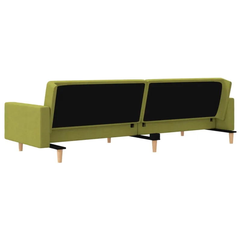 Dvivietė sofa-lova su dvejomis pagalvėmis, žalia, audinys