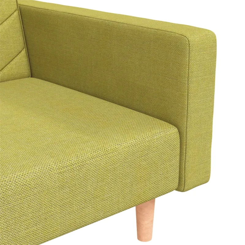 Dvivietė sofa-lova su dvejomis pagalvėmis, žalia, audinys