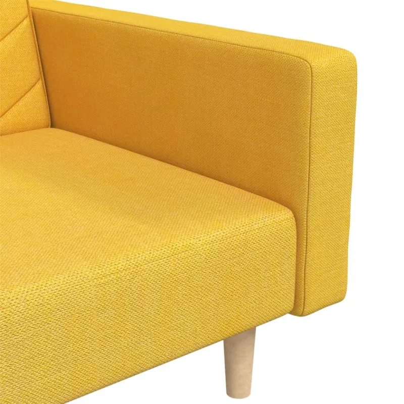 Dvivietė sofa-lova su dvejomis pagalvėmis, geltona, audinys