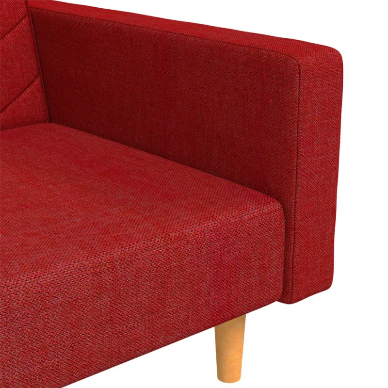 Dvivietė sofa-lova su dvejomis pagalvėmis, vyno, audinys