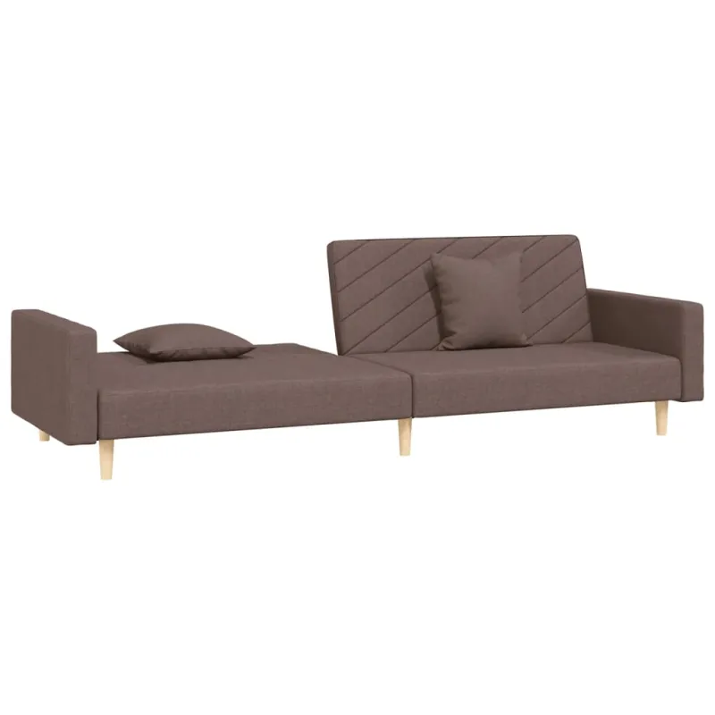 Dvivietė sofa-lova su dvejomis pagalvėmis, taupe, audinys
