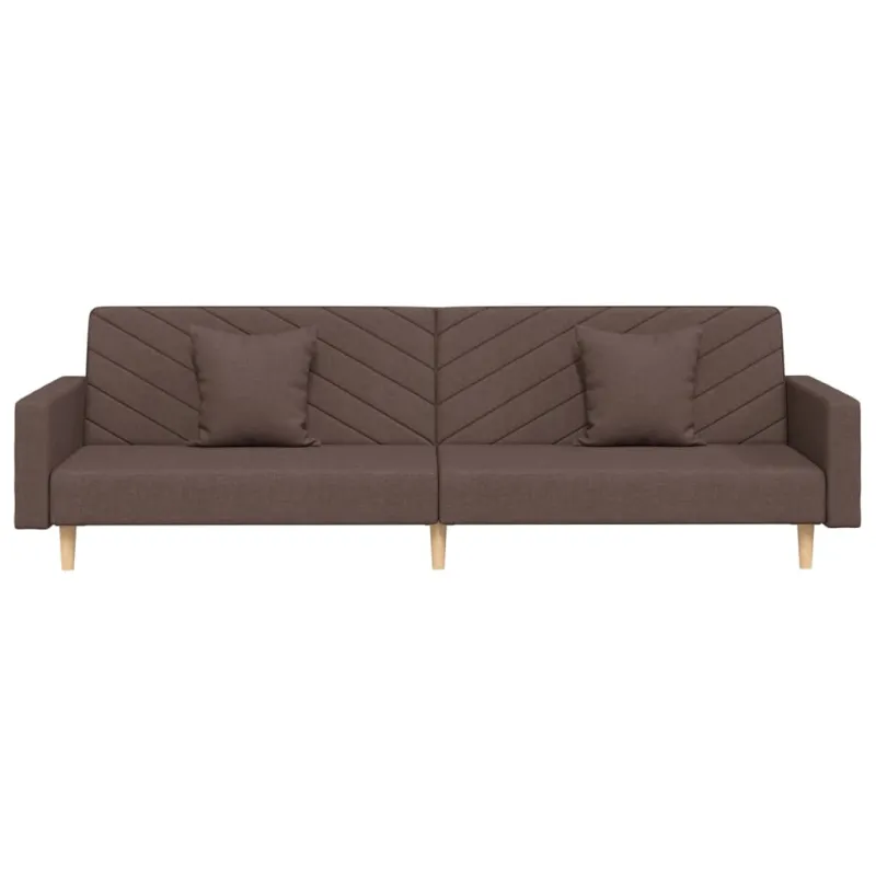 Dvivietė sofa-lova su dvejomis pagalvėmis, taupe, audinys