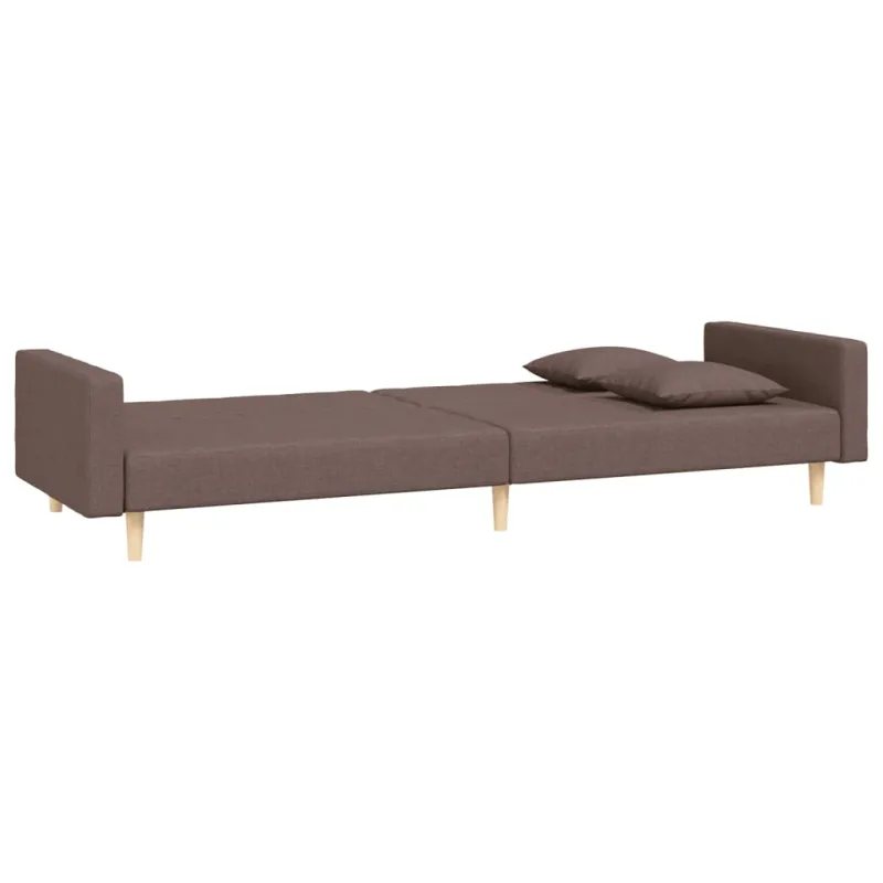 Dvivietė sofa-lova su dvejomis pagalvėmis, taupe, audinys