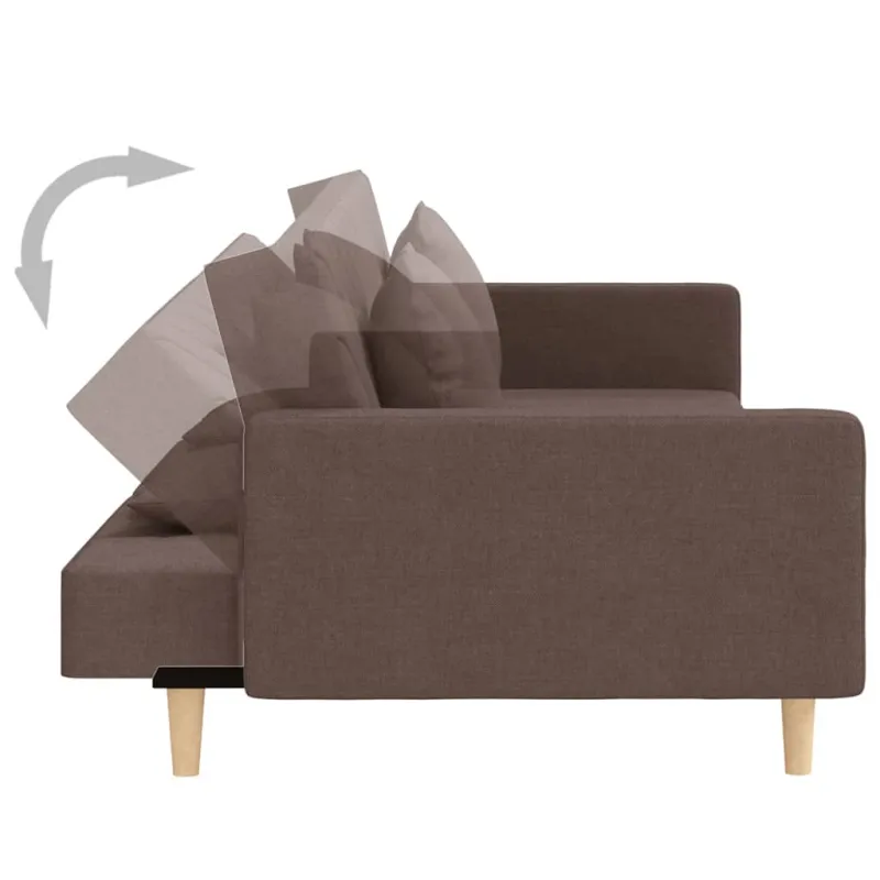 Dvivietė sofa-lova su dvejomis pagalvėmis, taupe, audinys