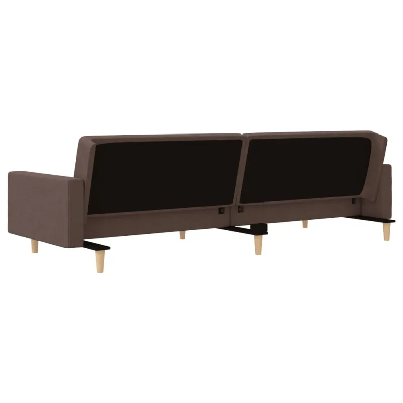 Dvivietė sofa-lova su dvejomis pagalvėmis, taupe, audinys