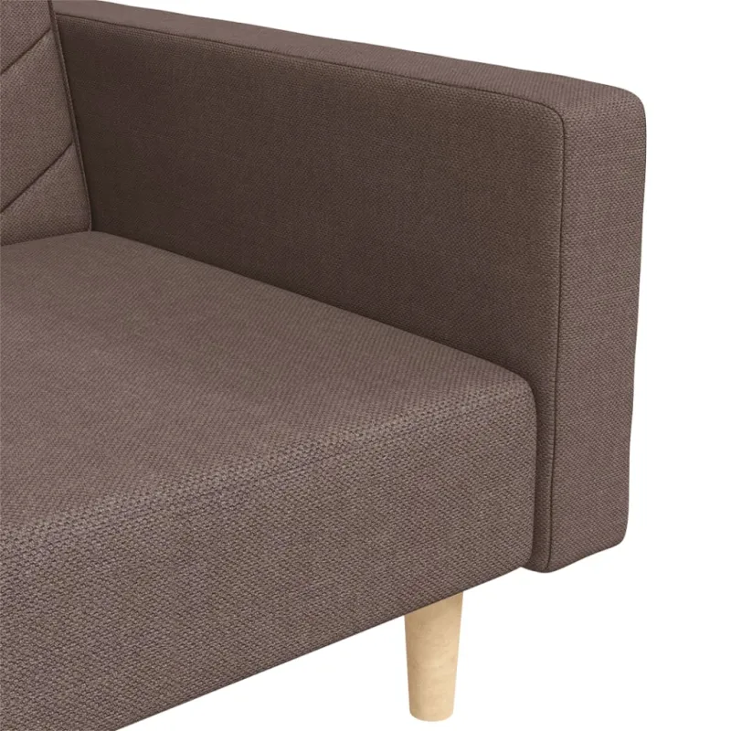 Dvivietė sofa-lova su dvejomis pagalvėmis, taupe, audinys