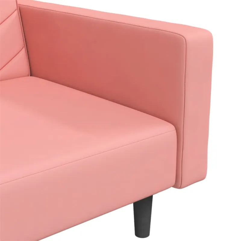 Dvivietė sofa-lova su dvejomis pagalvėmis, rožinė, aksomas