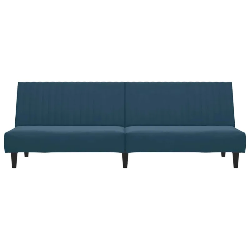 Dvivietė sofa-lova, mėlynos spalvos, aksomas