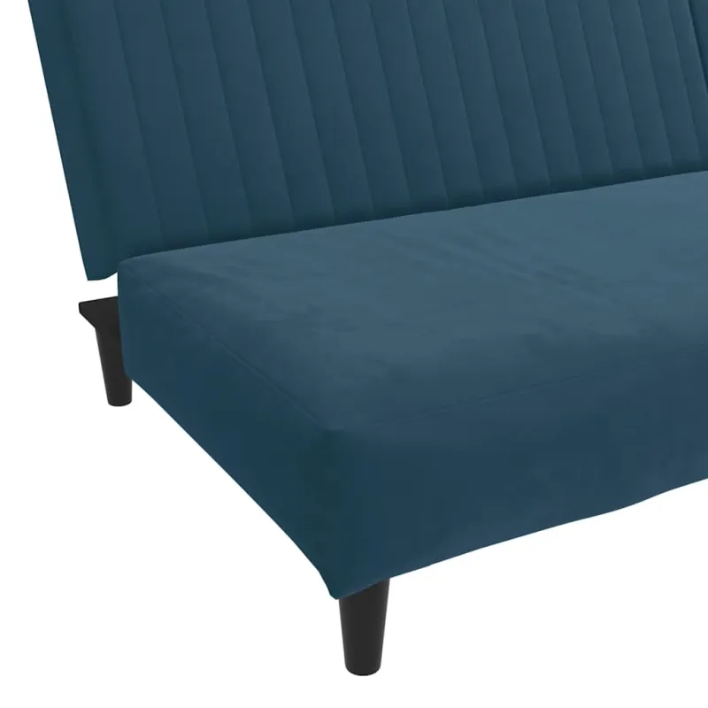 Dvivietė sofa-lova, mėlynos spalvos, aksomas