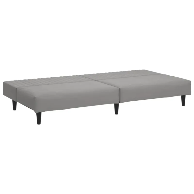 Dvivietė sofa-lova, šviesiai pilkos spalvos, aksomas