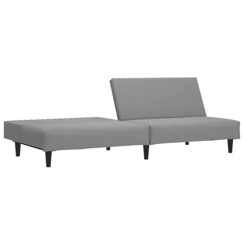 Dvivietė sofa-lova, šviesiai pilkos spalvos, aksomas