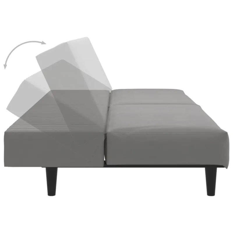 Dvivietė sofa-lova, šviesiai pilkos spalvos, aksomas