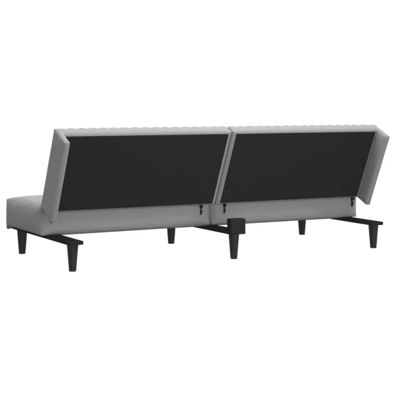 Dvivietė sofa-lova, šviesiai pilkos spalvos, aksomas