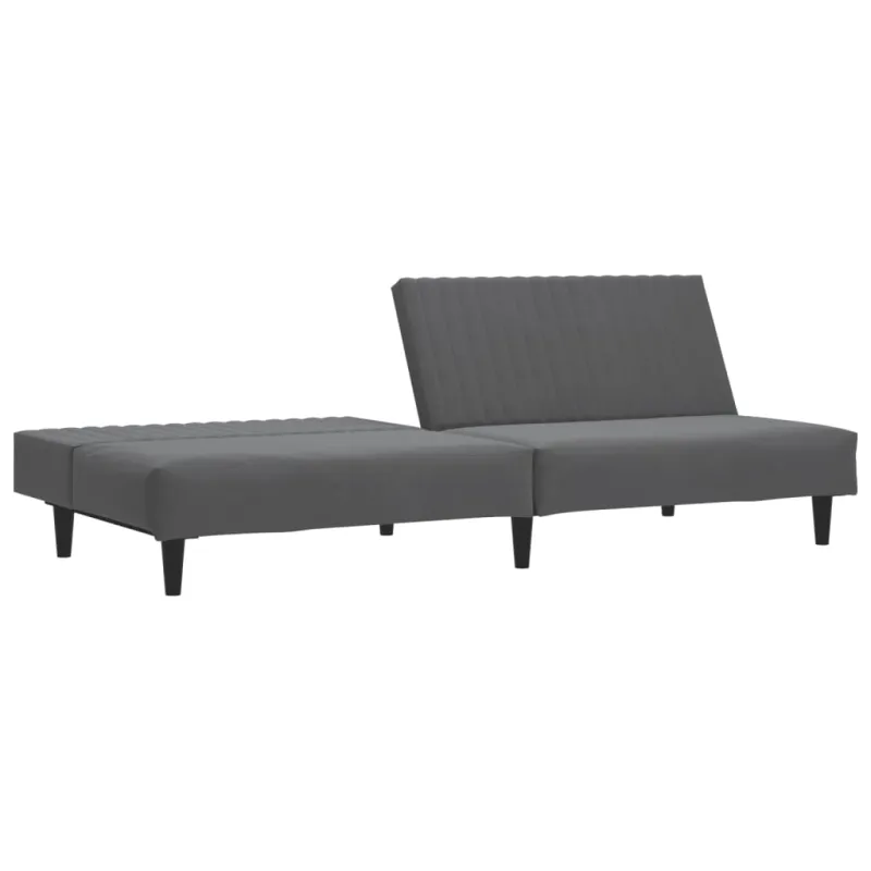 Dvivietė sofa-lova, tamsiai pilkos spalvos, aksomas