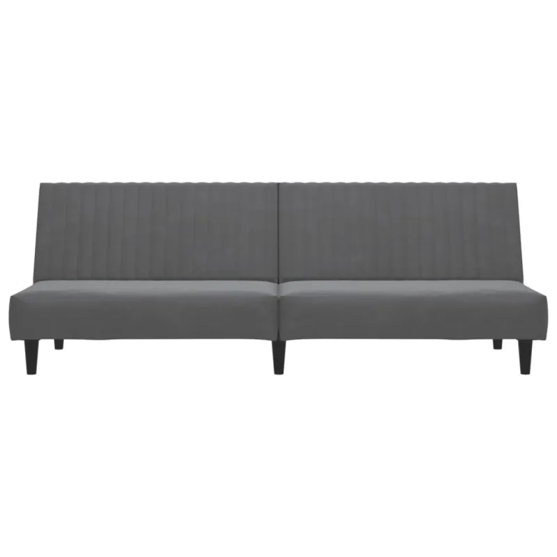 Dvivietė sofa-lova, tamsiai pilkos spalvos, aksomas
