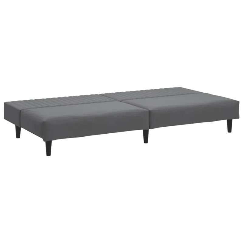 Dvivietė sofa-lova, tamsiai pilkos spalvos, aksomas