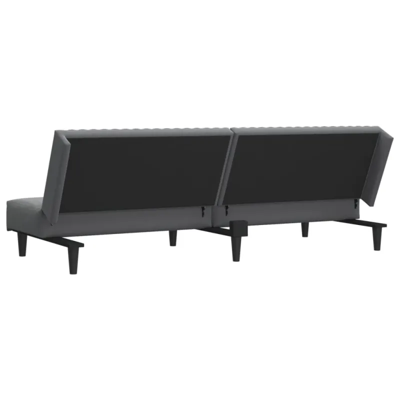 Dvivietė sofa-lova, tamsiai pilkos spalvos, aksomas
