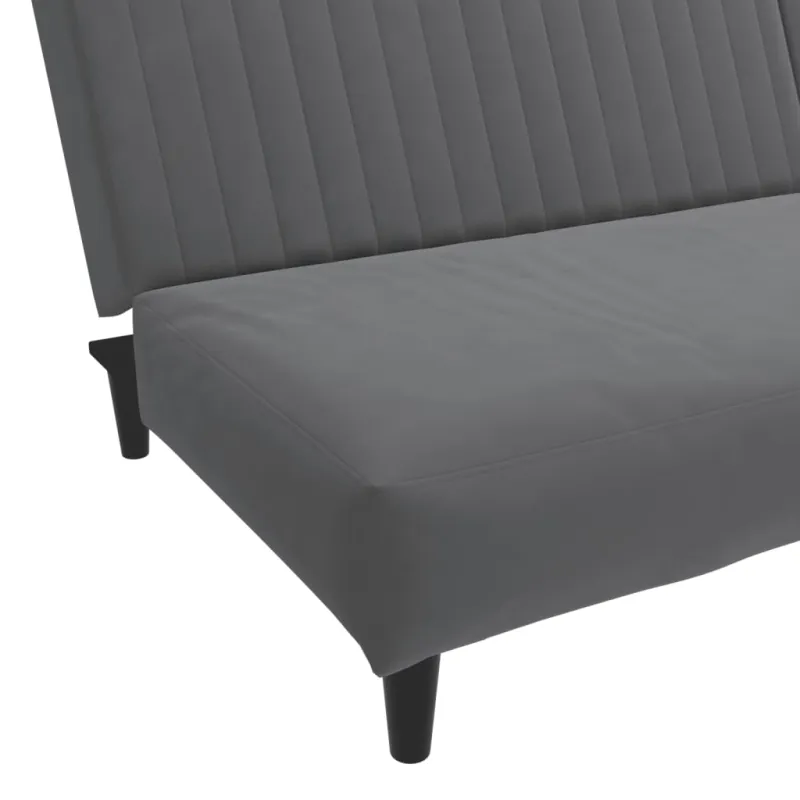Dvivietė sofa-lova, tamsiai pilkos spalvos, aksomas