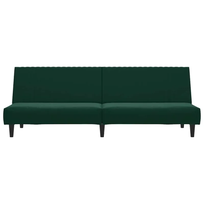 Dvivietė sofa-lova, tamsiai žalios spalvos, aksomas