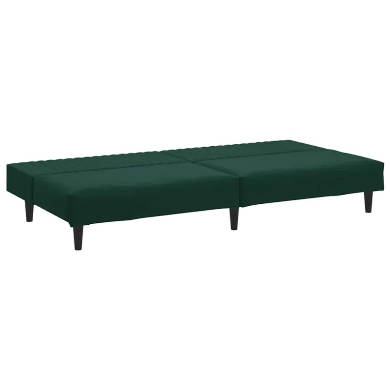 Dvivietė sofa-lova, tamsiai žalios spalvos, aksomas