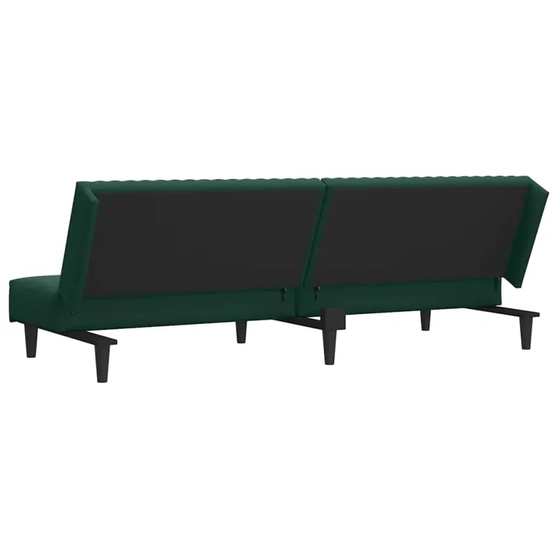 Dvivietė sofa-lova, tamsiai žalios spalvos, aksomas
