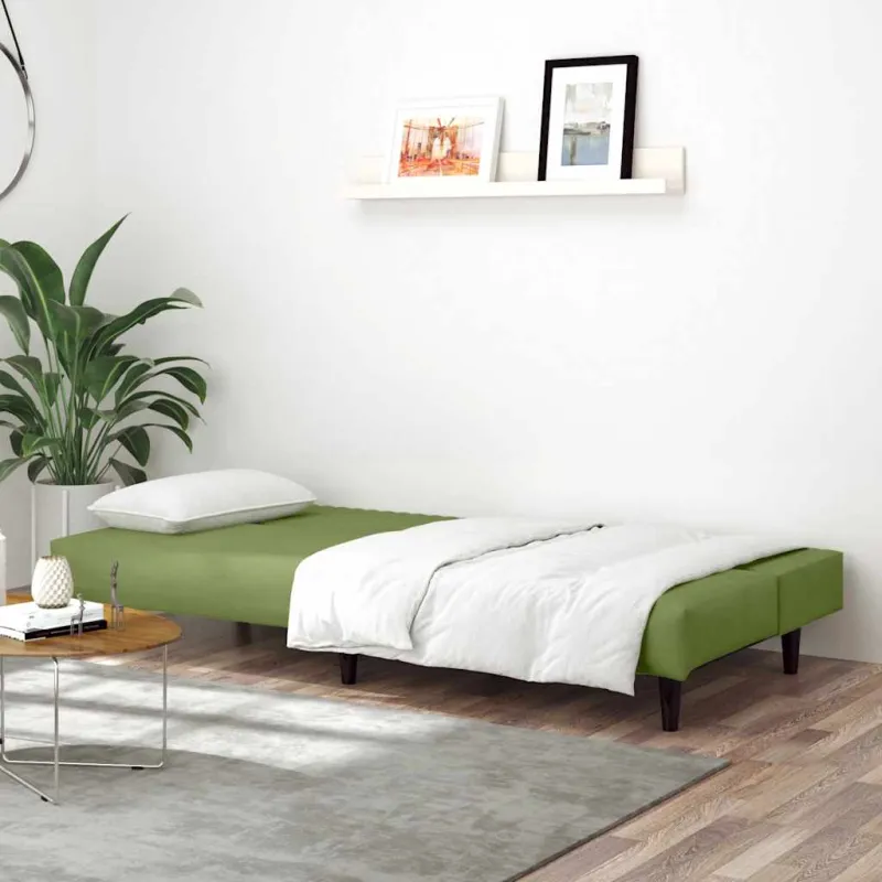 Dvivietė sofa-lova, šviesiai žalios spalvos, aksomas